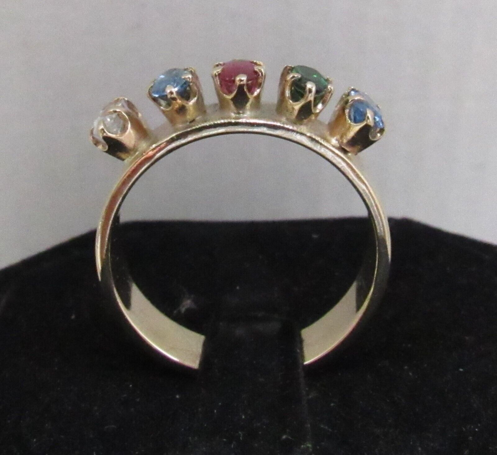 14k Yellow Gold Mother's Sz 8.75 Ring 4mm Band 5 Birthstone .50ct Custom Made 5g Item image 7