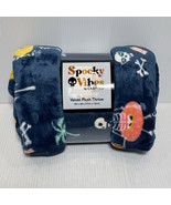 Spooky Vibes Velvet Plush Throw Blanket BEACHY SKELETON 50&quot; x 60&quot; Blue - $29.98