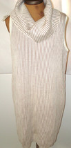 NWT New Womens Neiman Marcus Ribbed L Sleeveless Sweater Dress Tan White Wool Bl - £193.91 GBP