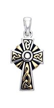 Jewelry Trends Sterling Silver Celtic Trinity Cross Pendant with Gold-Plated Acc - £35.95 GBP