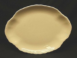 Old Vintage Soft White 12&quot; Platter w Scalloped Edges &amp; Scrolled Designs USA - £19.82 GBP