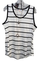 New LuLaRoe 3XL White &amp; Black Small Stripes Regular Tank Top - $25.73