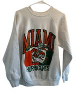 Vintage 80s University Miami Hurricanes Crew Sweatshirt Sweater L Tultex... - $76.00