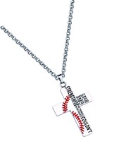 Inspirational Christian Baseball Cross Necklace Strength You - $47.83