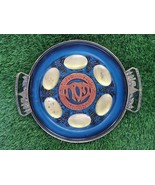 Vintage Brass Bronze Enamel Passover Tray Plate Jerusalem Israel Pesah E... - $63.62 CAD