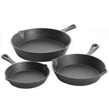 Gibson Home Brickstone 3 Piece Pre-Seasoned Cast Iron Skillet Set in Black - £44.64 GBP