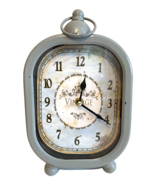 Aada Table Clock Vintage Self Standing Metal Grey 10&quot; X 6&quot; 3&quot; inches Bat... - £18.34 GBP