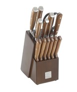 Kenmore Elite Wilson Stainless Steel Knife Block Set 14-Piece Walnut - $115.31 CAD
