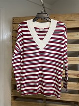 Brooks Brothers Red Fleece V Neck Striped Sweater Size S BBL JD - $9.89