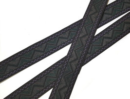 near 1&quot; / 23mm-13 yds Black tone Dk Green Dk Purple ZigZag Jacquard Ribbon L718 - £8.67 GBP