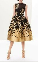$5,000 New R18 Oscar De La Renta Stunning Gold Blk Leaf Silk Runw Dress Us S 4 - £1,594.71 GBP
