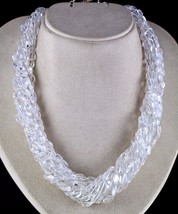 Natural Rock Crystal Quartz Beads Long 10 L 983 Ct Gemstone Fashion Necklace - £113.55 GBP