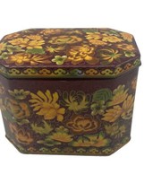 Vintage Daher Metal Hinged Decorative Tea Biscuit Tin Floral Design England - £10.07 GBP