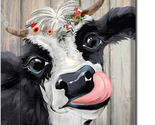 Farmhouse Wall Art Printed Canvas, 12X16 Inches, Black and White Cow Wal... - $23.52