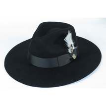 Mens Hat By BRUNO CAPELO Australian Wool Wide Brim Fedora Duke DU720 Black image 4