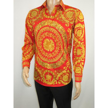Men's AVM Crystal Shirt Medallion Medusa Cotton Turkey Slim Fit 9628-07 Red image 8