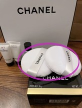 Lot of  2 Chanel White Powder Puff w/Satin Ribbon Full Size New 100% Aut... - £4.95 GBP