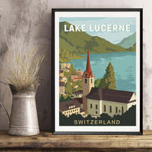 Switzerland Lake Lucerne Vintage Travel Poster Canvas Painting - $7.60+