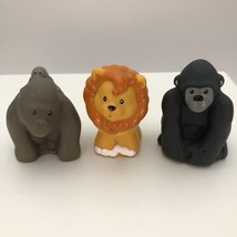 Lot of 3 Mattel Little People Animals Gray Gorilla with Baby Lion Black Gorilla - $10.00