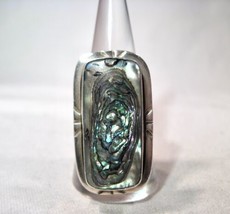 Vintage Sterling Silver Taxco Mexico Abalone Ring Size 9 3/4 K183 - £69.80 GBP