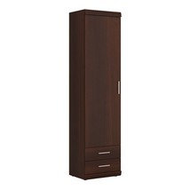 Tall Narrow 1 Door Storage Cabinet With 2 Drawers &amp; Shelves Home Dark Mahogany - £186.75 GBP