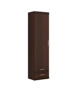 Tall Narrow 1 Door Storage Cabinet With 2 Drawers &amp; Shelves Home Dark Ma... - £188.62 GBP