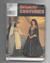 Simplicity 7756 Halloween Costume Pattern Medieval Renaissance Gowns Misses 4-8 - £8.04 GBP