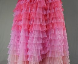 Pink Blush Nude Tiered Tulle Skirt Women Custom Plus Size Long Tulle Skirts image 4