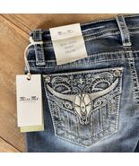 Miss Me Mid-Rise Boot Jeans 28x34 NWT Longhorn Skull Embroidered Pockets... - $132.40 CAD