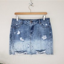 1822 Denim | Distressed Destructed Destroyed Mini Denim Jean Skirt, size 27 - £10.95 GBP