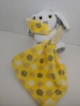 Little Beginnings White gray puppy dog holds yellow Security Blanket Lovey dots - £12.62 GBP