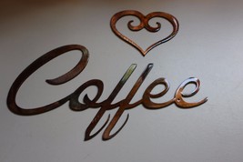 Coffee &amp; Heart Pair - Metal Wall Art - Copper - Measurements Vary Per Piece - $23.73