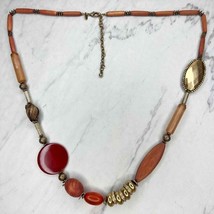 Chico&#39;s Chunky Beaded Statement Long Gold Tone Necklace - £10.11 GBP