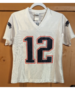 Vintage Tom Brady #12 New England Patriots NFL White Short Sleeve Jersey... - £21.98 GBP