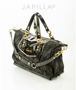 Black Coach Ashley gathered fabric patent leather satchel! - $122.76