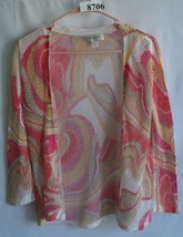 CHRISTOPHER BANKS BEIGE PINK WHITE YELLOW OPEN FRONT CARDIGAN SZ SMALL #... - £6.71 GBP