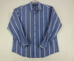 GANT Mens Shirt (L) Blue &amp; White Striped Button-Up Long Sleeve Cotton Blend VTG - £46.11 GBP