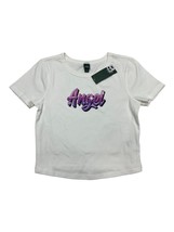 Wild Fable Juniors M Short Sleeve Fitted Cropped Angel T-Shirt White - $9.13