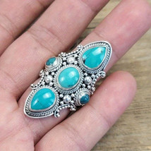 VintageInspired Blue Turquoise Copper Ring for Celebrations - $55.55