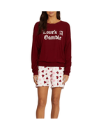 WILDFOX Love&#39;s a Gamble Shorty Pajamas Set, 2 Piece, Red Hearts, Large, NWT - $727.34 MXN