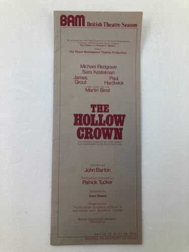 Primary image for 1974 Souvenir Program Bam British Theatre Season James Grout in The Hollow Crown