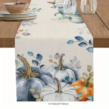 Thanksgiving Pumpkin &amp; Autumn Leaves Table Runner - Fall Home Farmhouse ... - $16.82