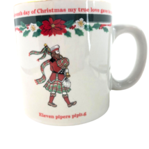 Tienshan Deck The Halls 11th Day Of Christmas Coffee Mug Pipers Piping 3.75 - $10.62