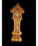 Tall fretwork Mantle Clock - small grandfather design - unusual carved w... - £528.62 GBP