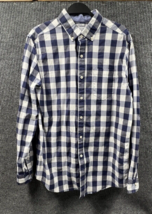 Crown &amp; Ivy Shirt Mens Large Blue Plaid Stretch Button Down Long Sleeve ... - $17.46