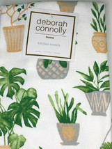 Deborah Connolly Potted Plants Set of 2 Kitchen Hand Dish Towels Cotton Foliage - £22.85 GBP