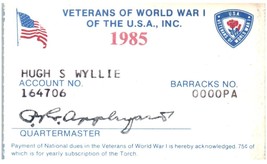 Vintage Veterans of World War I Membership Card Pittsburgh 1985 - $29.54