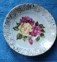 Vintage Unbranded Saucer Flowers Purple Yellow Collectible Decorative Pr... - $19.99