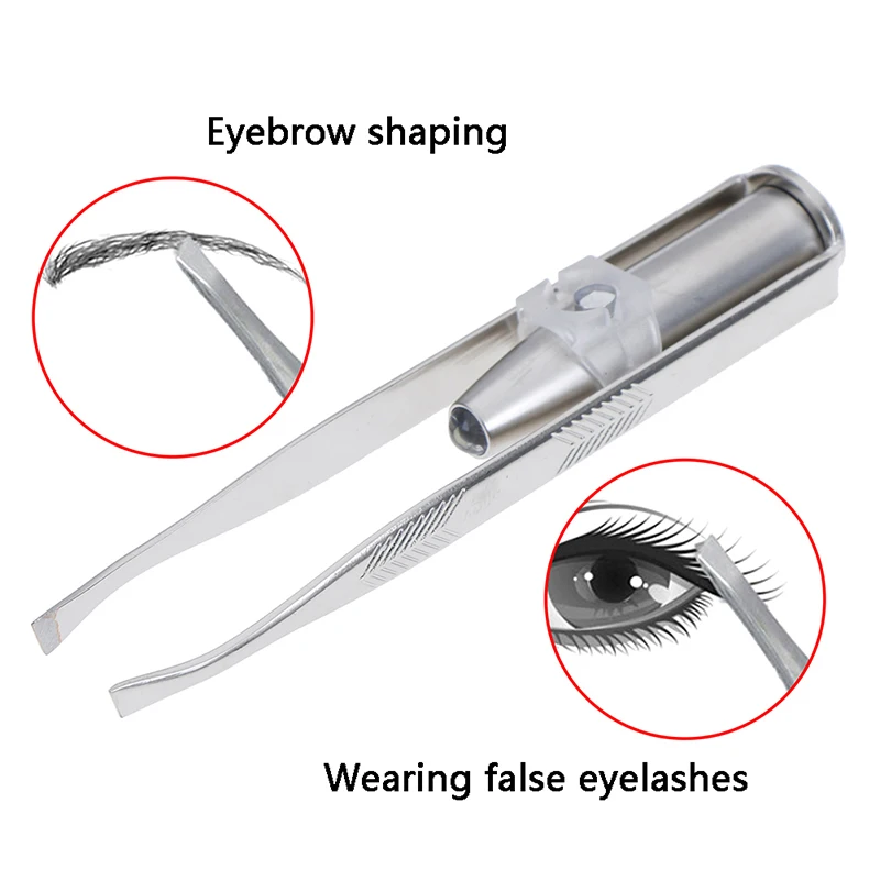 P led light eyelash eyebrow hair removal tweezer face hair remover stainless steel thumb155 crop