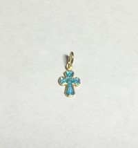 Vintage NOS Gold-Plated Sterling Silver &amp; Blue Epoxy Four Way Cross - $14.01